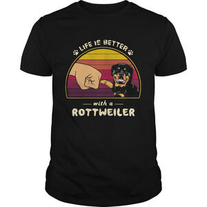 Life Is Better With A Siberian Rottweiler Hand Footprint  Retro Shirt